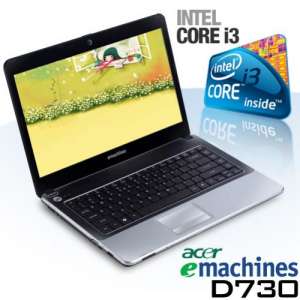 eMachine D730 Intel Core i3-330M Arrandale 2.13GHz/2GB DDR2/250GB SATA/1.3MP Webcam/DVD/WiFi/Windows 7 Home Basic