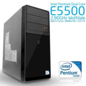 BRAND NEW Intel Pentium DUAL CORE E5500 2.8GHz Wolfdale ASROCK G31M-S with High Quality Rise D-023 PC Case with 2 Years Warranty on Processor and Moth