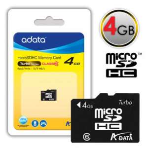4 GB Adata Turbo microSDHC Card Class 6 (12 months Warranty)