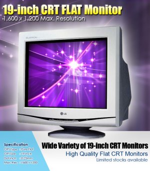 Used 19-INCH FLAT CRT MONITOR