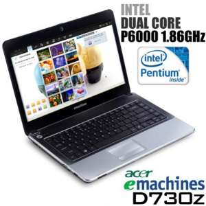 eMachines D730z Intel Pentium Dual Core P6000 1.86GHz/2GB DDR3/250GB SATA/1.3MP Webcam/DVDRW/WiFi Ready/Linpus Lite Moblin OS