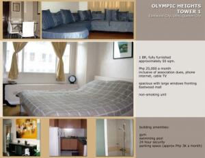 Fully Furnished Eastwood 1BR unit for Lease