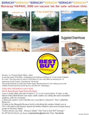 Awesome...! 500sqm Vacanrt Lot for Sale in the beasutiful place of Boracay Island
