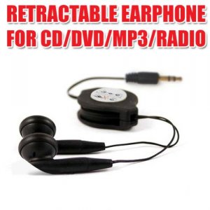 Retractable Earphone for Portable Multimedia Player - Black
