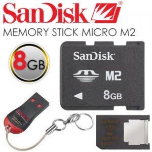 8 GB SanDisk Memory Stick Micro M2 Card With Card Reader and M2 Adapter (12 months Warranty)