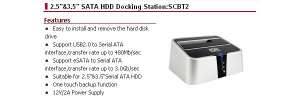 AGESTAR e-SATA/USB to 2.5/3.5 in SATA Docking Station SCBT2 (up 2TB)