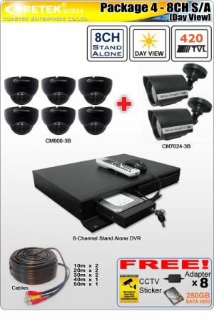 CCTV SURVEILLANCE Coretek Package 4 - 8CH DVR Stand Alone [Day View]